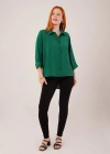 Kol Katlama Detaylı Zümrüt Yeşili Gömlek