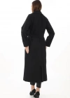 Kolu Apoletli Astarlı Kaşmir Kaşe Kaban  Siyah