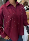 Kristal Taş Çakımlı Poplin Gömlek 3413