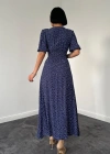 Lacivert Arka Ve Bel Ucu Gipeli Elbise