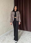 Leopar Leopar Desenli Kapitone Ceket