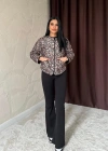 Leopar Leopar Desenli Kapitone Ceket