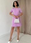 Lila Kısa Kol Atlas Mini Elbise