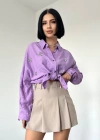 Lila Kristal Taşlı Gömlek