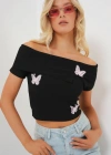 Madonna Yaka Kelebek Detaylı Bluz 957  Siyah