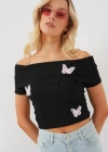 Madonna Yaka Kelebek Detaylı Bluz 957  Siyah
