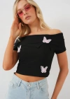 Madonna Yaka Kelebek Detaylı Bluz 957  Siyah