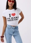 Nakış Detay Baskılı Crop TShirt