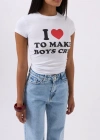 Nakış Detay Baskılı Crop TShirt
