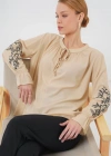 Nakışlı Örme Bluz 941  Bej