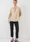 Nakışlı Örme Bluz 941  Bej
