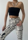 Novıne Gazete Desenli Pantolon