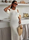 Omuz Detaylı Etek Ücü Püsküllü Triko Elbise 2862
