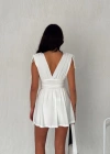 Omuzu Ip Askılı Şortlu Elbise  Beyaz