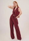 Ön Bağlama Detaylı Yelek Ve Pantolon Bordo İkili Takım