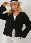 Önü Bağcıklı Bluz 952  Siyah