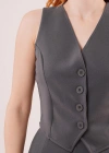 Önü Düğmeli Gri Yelek