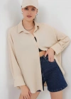 Örme Oversize Gömlek 20264  Bej