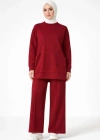 Osy odal Yumuşak Dokulu Kumaş Tesettür Cepli Tunik Pantolon Takım  Bordo
