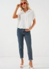 Oversize Kısa Kol Gömlek 20322  Beyaz
