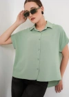 Oversize Kısa Kol Gömlek 20322  Çağla
