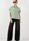 Oversize Kısa Kol Gömlek 20322  Çağla