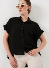 Oversize Kısa Kol Gömlek 20322  Siyah