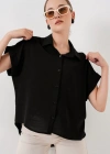 Oversize Kısa Kol Gömlek 20322  Siyah
