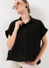 Oversize Kısa Kol Gömlek 20322  Siyah