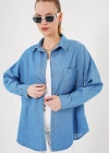 Oversize Kot Gömlek 20280  Mavi