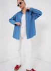 Oversize Kot Gömlek 20280  Mavi