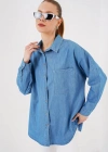 Oversize Kot Gömlek 20280  Mavi