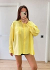 Oversize Pens Detaylı Cepli Yırtmaçlı Rahat Kalıp Poplin Gömlek  arı