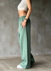 Palazzo Bol Paça Eşofman Pantolon  Yeşil