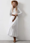 Pamuklu Beli astikli Etek  Beyaz