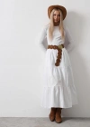 Pamuklu Beli astikli Etek  Beyaz