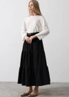 Pamuklu Beli Lastikli Etek  Siyah