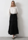 Pamuklu Beli Lastikli Etek  Siyah