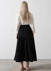 Pamuklu Beli Lastikli Etek  Siyah