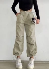 Paraşüt Kumaş Beli Lastikli PantalonTaş