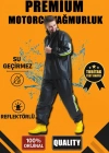 Premium otorcu Kurye Yağmurluk Takım u Geçirmez PVC Kumaş Reflektörlü TÜBİTAK Onaylı  iyah