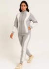 Premium Parçalı Eşofman Takım  Dik Yaka Fermuarlı weatshirt  Gri