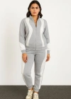 Premium Parçalı Eşofman Takım  Dik Yaka Fermuarlı weatshirt  Gri