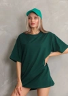 Regular Fit Tişört Bisiklet Yaka Yazlık Kısa Kol Basıc Thirt  Yeşil
