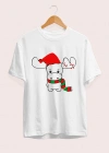 Ren Geyiği Baskılı Noel İçin Tshirt  Beyaz
