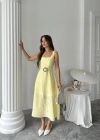 Sarı Kuplu Uzun Elbise