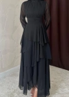 Siyah Bel Detaylı Elbise