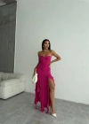 STRABLEZ SANDY ELBİSE YANLARI KATLI  Fuşya