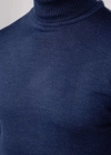 Tam Boğazlı Balıkçı Yaka Dokuma Triko  İndigo