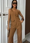 Tek Omuz Büstiyer Plazzo Pantolon Viscon Takım 10159